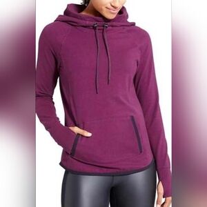 Women's Athleta Sentry Purple Long Raglan Sleeve Thumbhole Cowl Neck Hoodie XS